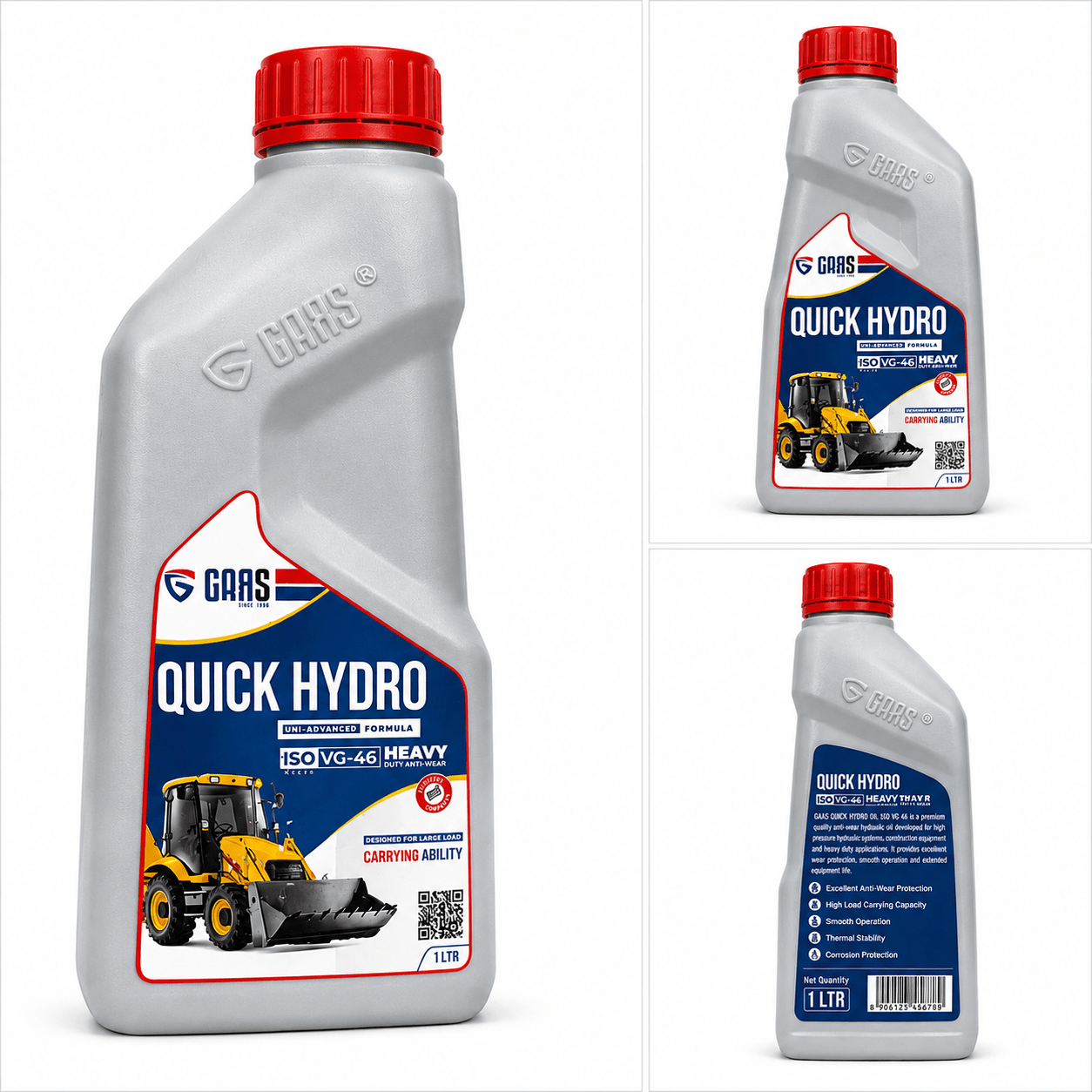 Span ScrewGARS Quick Hydro ISO VG-46 Hydraulic Oil 1 Litre | Heavy Duty Anti-Wear Hydraulic Oil
