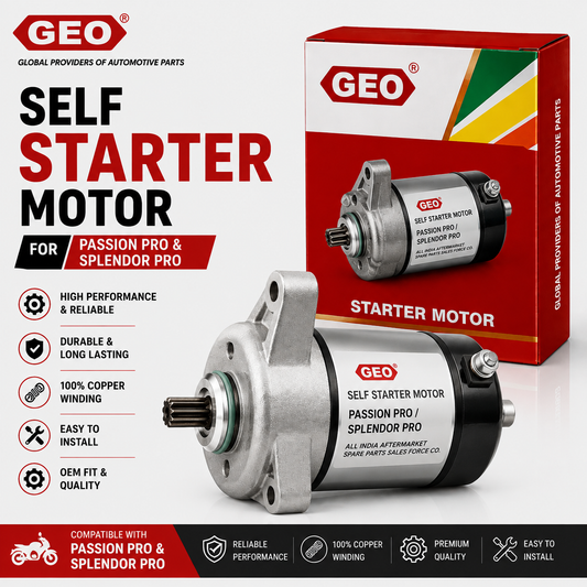 GEO Self Starter Motor for Hero Passion Pro & Splendor Pro | Premium Electric Starter Motor Assembly