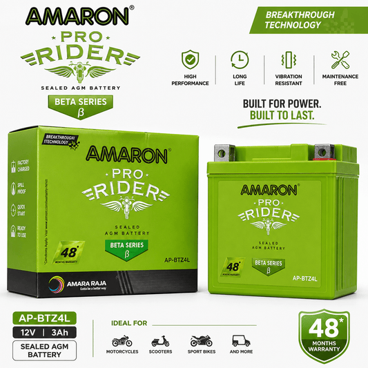 Span ScrewAmaron Pro Rider AP-BTZ4L Sealed AGM Two Wheeler Battery | 12V 3AhTwo Wheeler Battery