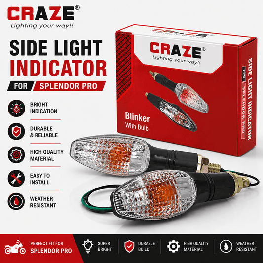 Span ScrewCraze Side Light Indicator for Hero Splendor Pro | Blinker with Bulb | Premium Indicator SetSide Light Indicator