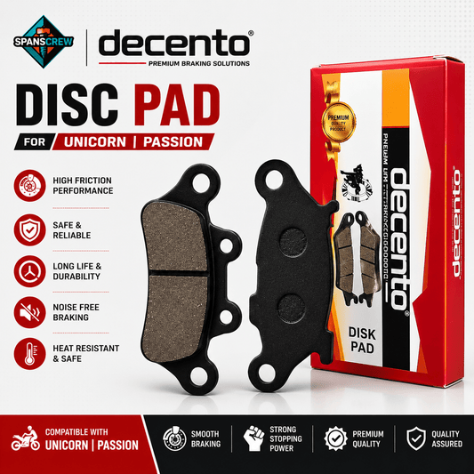 Span ScrewDecento Disc Brake Pad for Honda Unicorn & Hero Passion | Premium Motorcycle Brake Pad SetDisk Pad