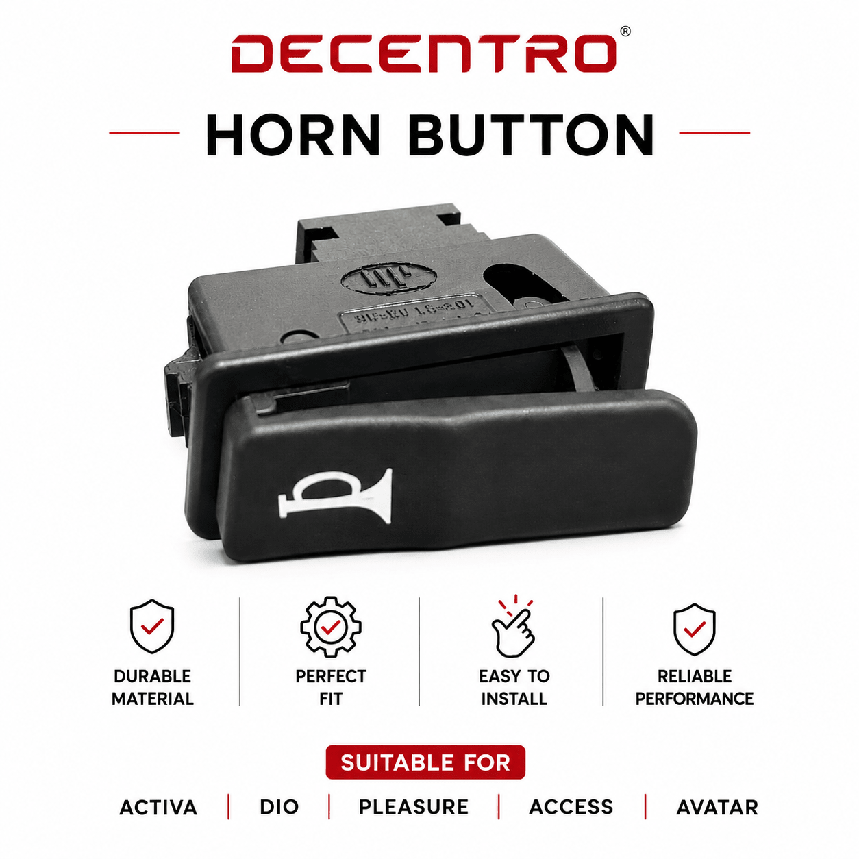 Span ScrewDecento Horn Button Switch for Activa, Dio, Pleasure, Access & AviatorHorn Button / Horn Switch