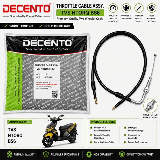 Span ScrewDECENTO Throttle Cable Assembly for TVS Ntorq BS6 | Accelerator CableAccelerator Cable