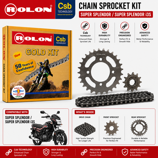 Rolon Gold Chain Sprocket Kit for Hero Super Splendor / Super Splendor i3S | CSB Technology