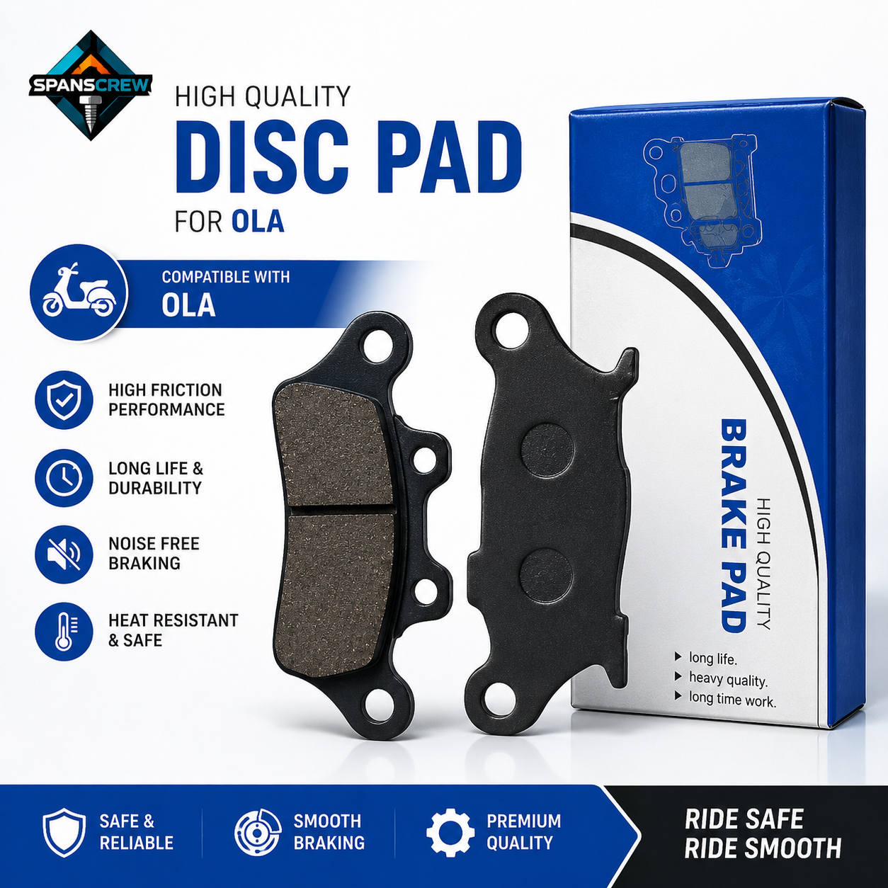 SpanScrew Front Disc Brake Pad for OLA Electric Scooter | Premium Brake Pad | High Performance
