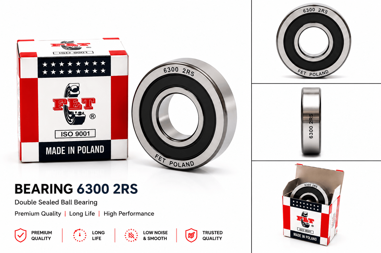 Span ScrewFET 6300 2RS Double Sealed Ball Bearing | Heavy Duty Two Wheeler Bearing