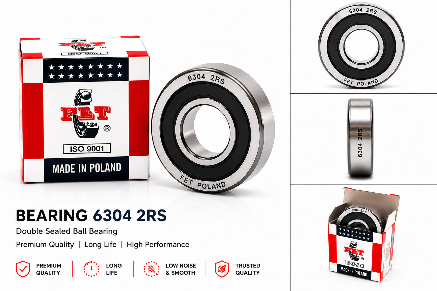 Span ScrewFET 6304 2RS Double Sealed Ball Bearing | High Load Bearing