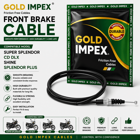 Span ScrewGold Impex Front Brake Cable for Hero Super Splendor, CD Deluxe, Honda Shine & Splendor Plus | Friction Free CableFront Brake Cable