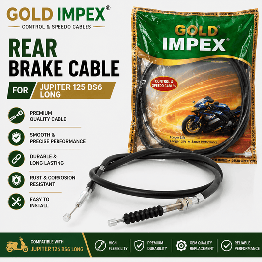 Span ScrewGold Impex Rear Brake Cable for TVS Jupiter 125 BS6 (Long) | Premium Friction Free Brake CableRear Brake Cable