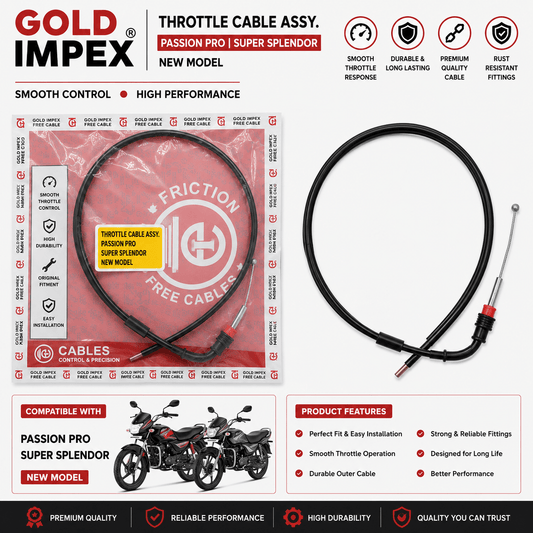Span ScrewGold Impex Throttle Cable Assembly for Hero Passion Pro & Super Splendor – New ModelAccelerator Cable
