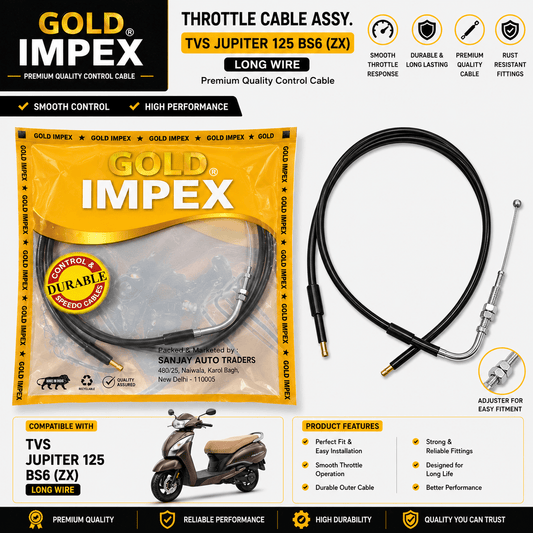 Span ScrewGold Impex Throttle Cable Assembly for TVS Jupiter 125 BS6 (ZX) Long Wire | Premium Accelerator CableAccelerator Cable