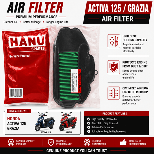 Span ScrewHANU Air Filter for Honda Activa 125 & Grazia | Premium Scooter Air Cleaner Filter