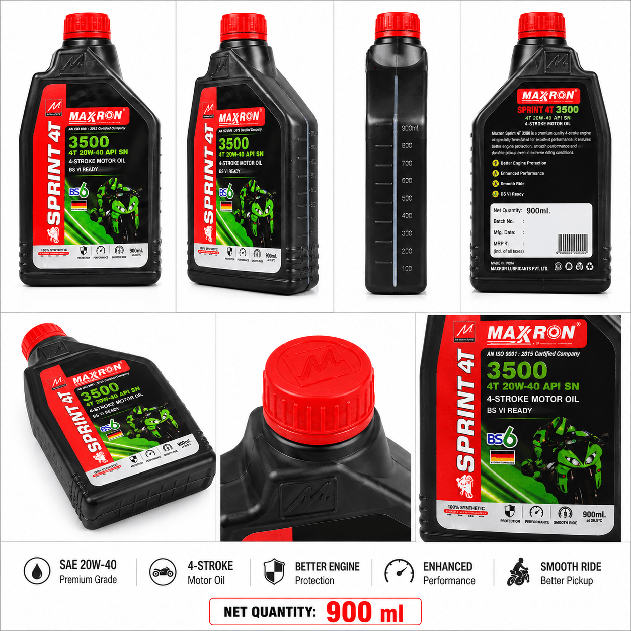 Span ScrewMaxxron Sprint 4T 3500 20W-40 API SN Motorcycle Engine Oil – 900 ml