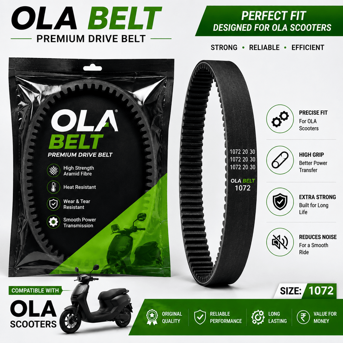 Span ScrewOLA Premium Drive Belt 1072 – Heavy Duty Scooter Transmission BeltDrive Belt / Transmission Belt