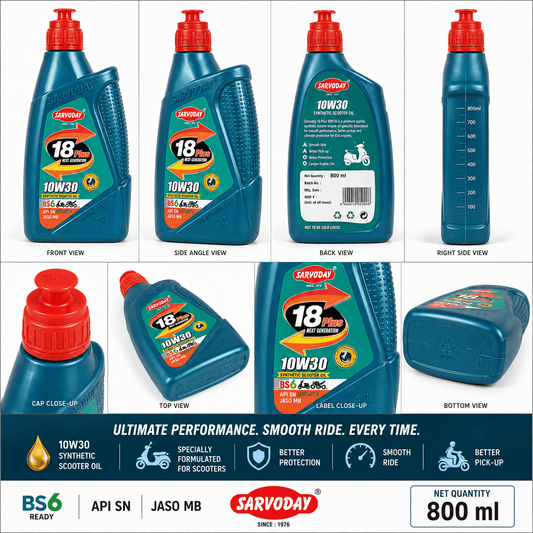 Span ScrewSarvoday 18 Plus 10W30 Synthetic Scooter Engine Oil – 800 ml | API SN | JASO MB
