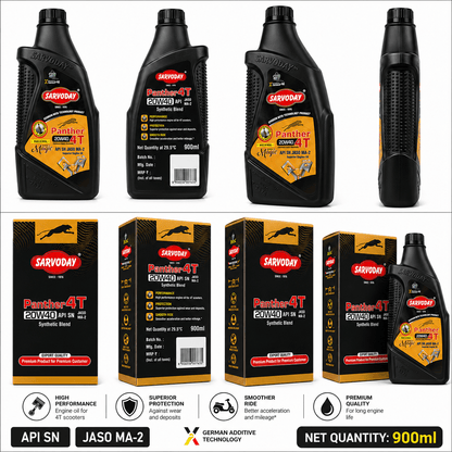 Span ScrewSarvoday Panther 4T 20W-40 Engine Oil – 900ml | API SN JASO MA-2