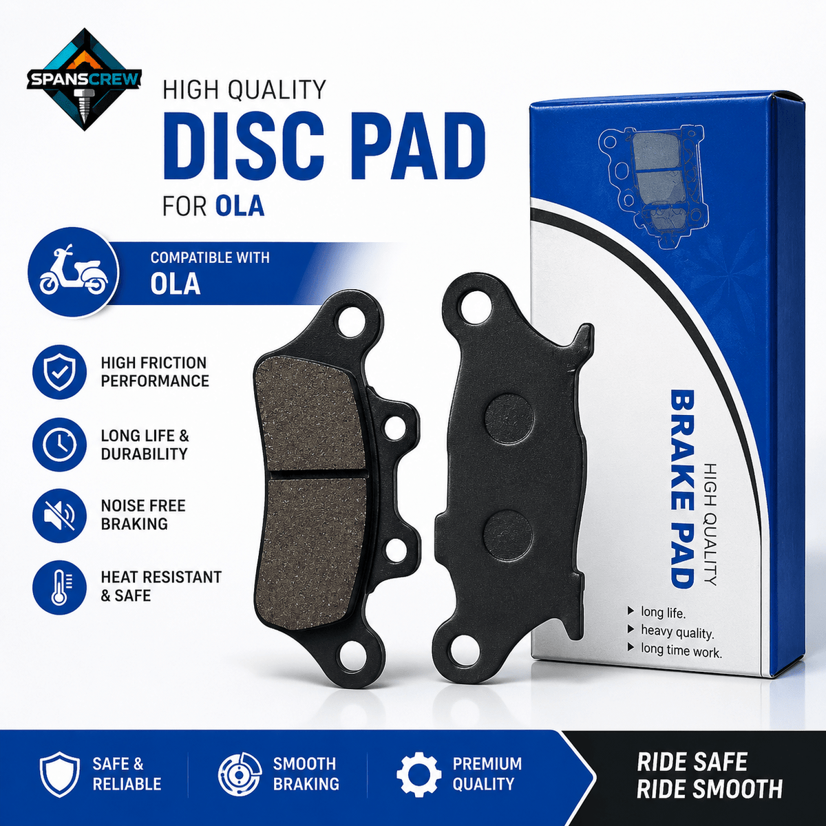 Span ScrewSpanScrew Front Disc Brake Pad for OLA Electric Scooter | Premium Brake Pad | High PerformanceDisk Pad