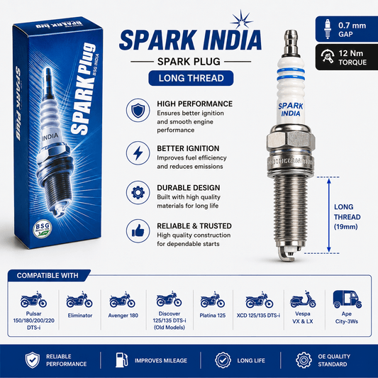 Span ScrewSpark India Long Thread Spark Plug | 19mm | Two Wheeler Spark Plug