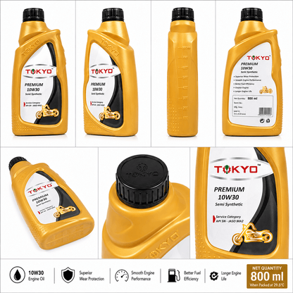 Span ScrewTokyo Premium 10W-30 Semi Synthetic 4T Motorcycle Engine Oil – 800 ml