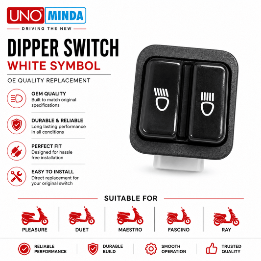 Span ScrewUNO Minda Dipper Switch for Pleasure, Duet, Maestro, Fascino & Ray | White SymbolDipper / Headlight Switch